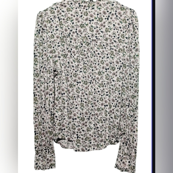 Boden EUC Size 10P Floral Print Blouse - White and Green 22 PTP - Picture 3 of 4